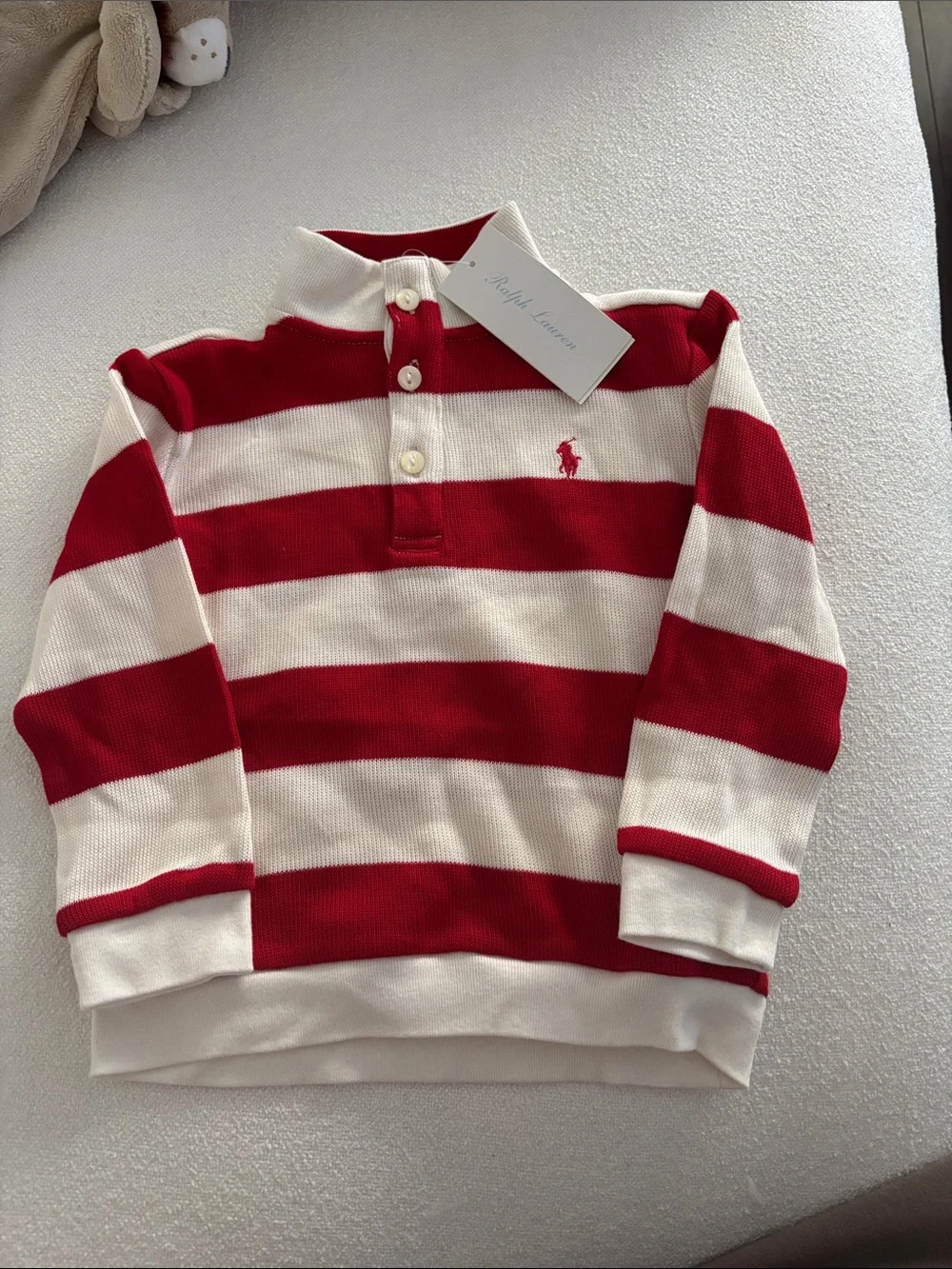 Ralph Lauren Kids Red & White Striped Rugby Polo